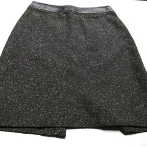 Kate Hill Wool Blend A-line Skirt Leather Waist